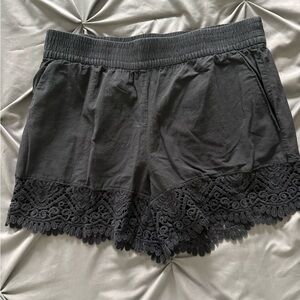 H&M Lace Trim black linen Shorts